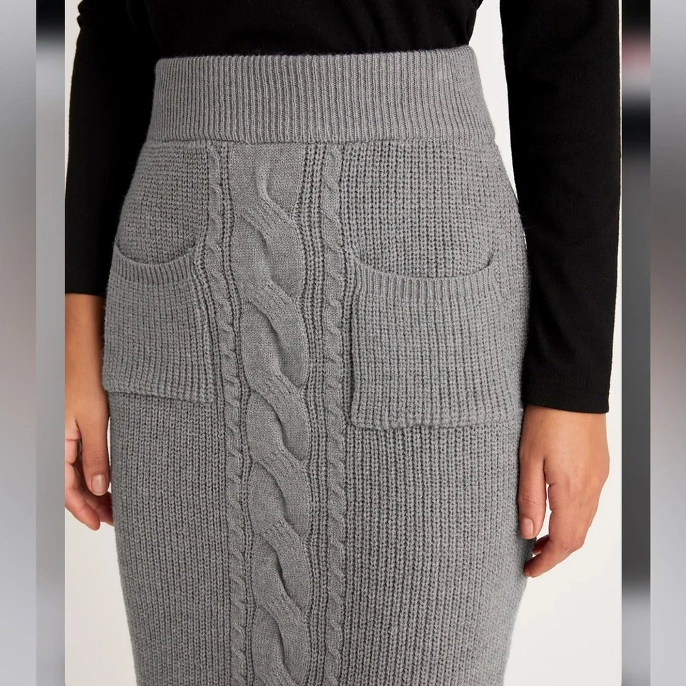 Plain High Waist Plain Sweater Skirt - Picture 5 of 10